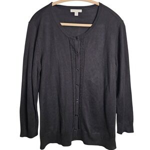 NEW YORK & COMPANY Black Cardigan Sweater Long Sleeve Button Front Women's XL
